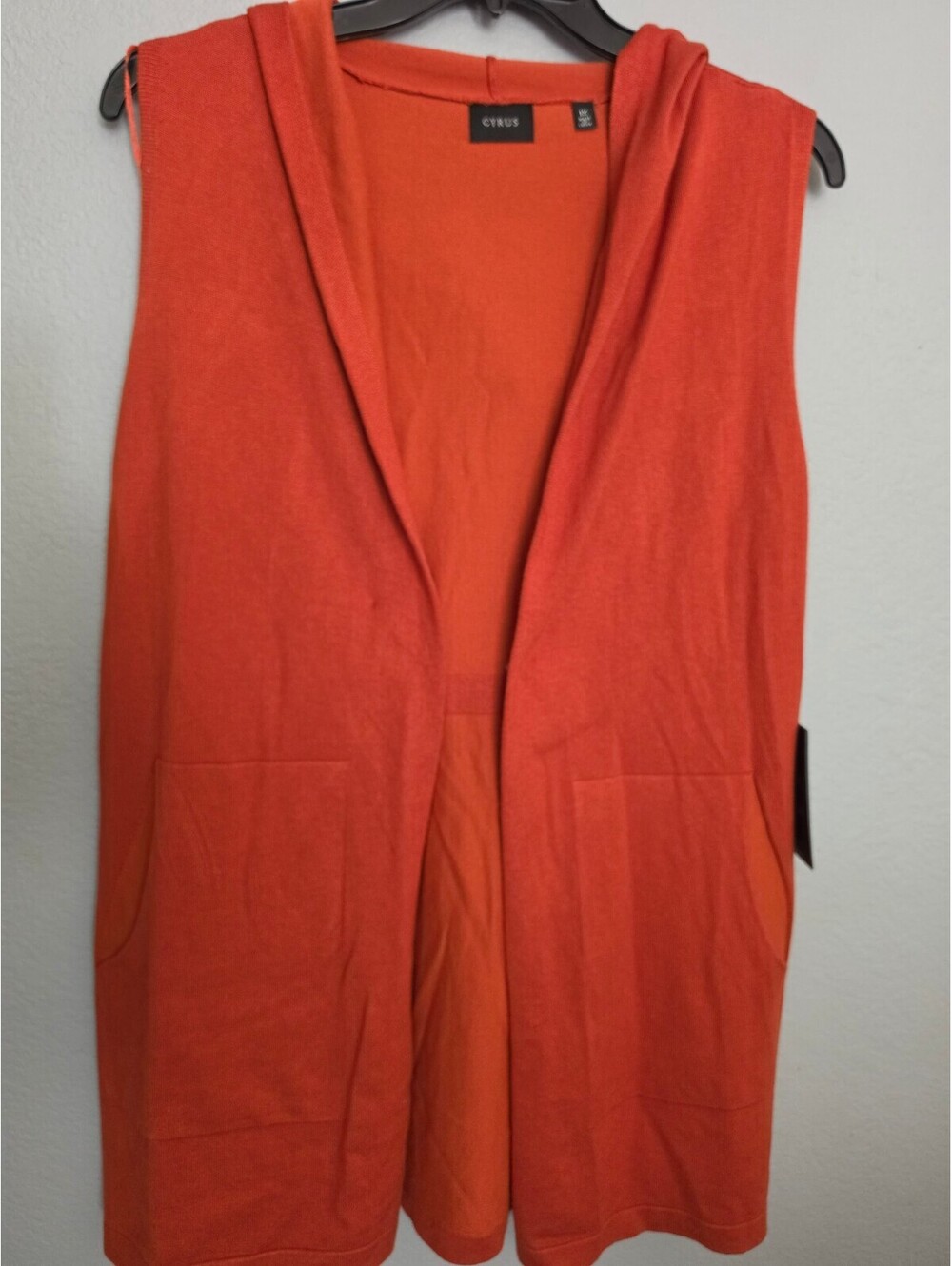 Cyrus Orange Sleeveless Hooded Vest Cardigan Size 1X